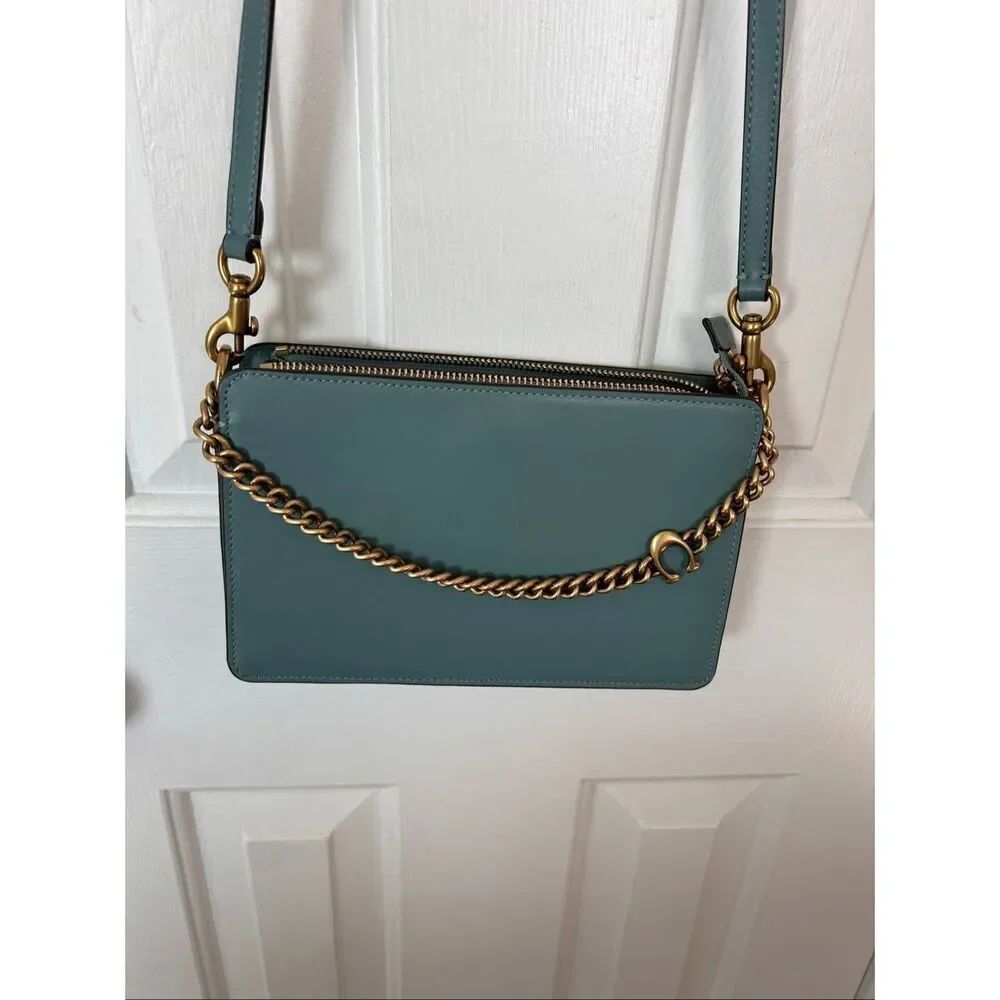 COACH MARINE Smooth Lthr Signature Chain Crossbody 78801 blue/green